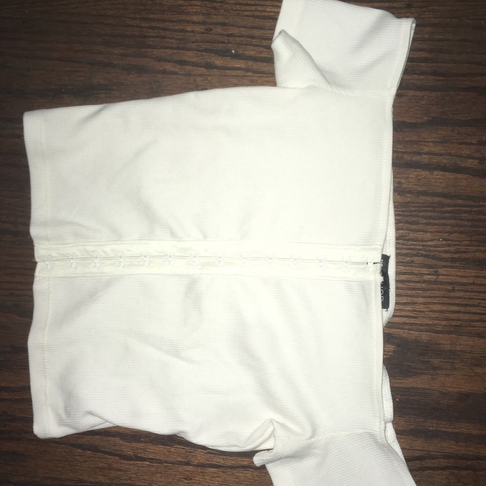 Topshop off the shoulder white clasp down top